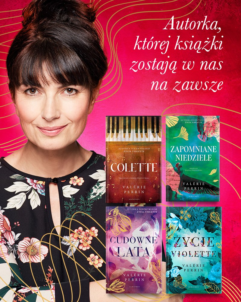 Original author campaign artwork for Valérie Perrin showing author portrait and four book covers
