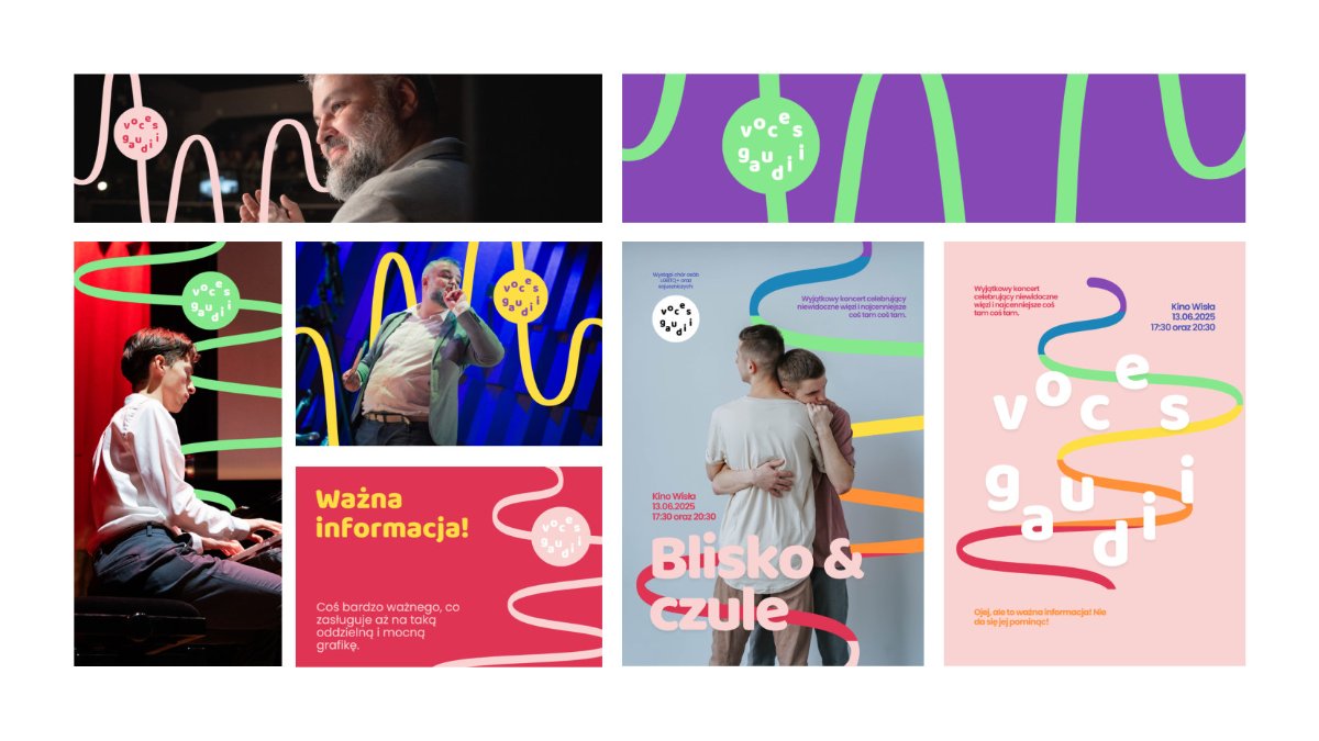 Initial unselected Voces Gaudii design exploration using voice-inspired ribbon lines
